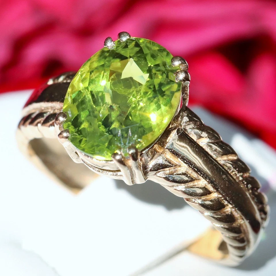 Anillo oro amarillo 10k 2.50ct cuarzo limón solitario talla 7 vintage hecho a mano 3.25g Foto 3 de 4