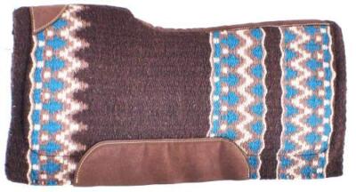 Showman 34'' x 36'' Brown, Cream & Turquoise Navajo Print Memory Felt Saddle Pad