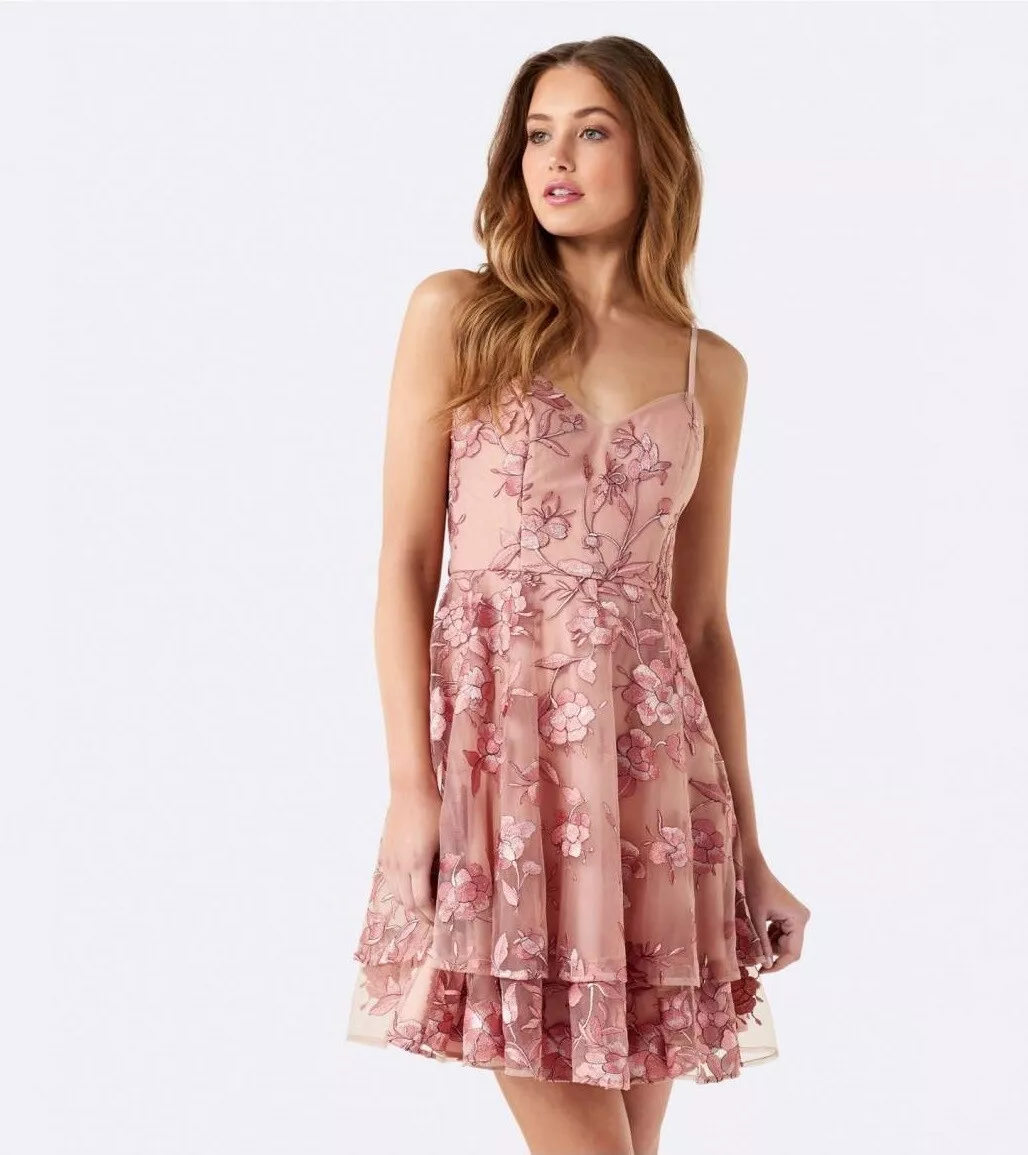 BNWT Forever New Annie Floral Embroidered Layered Skater Prom Dress UK10 140
