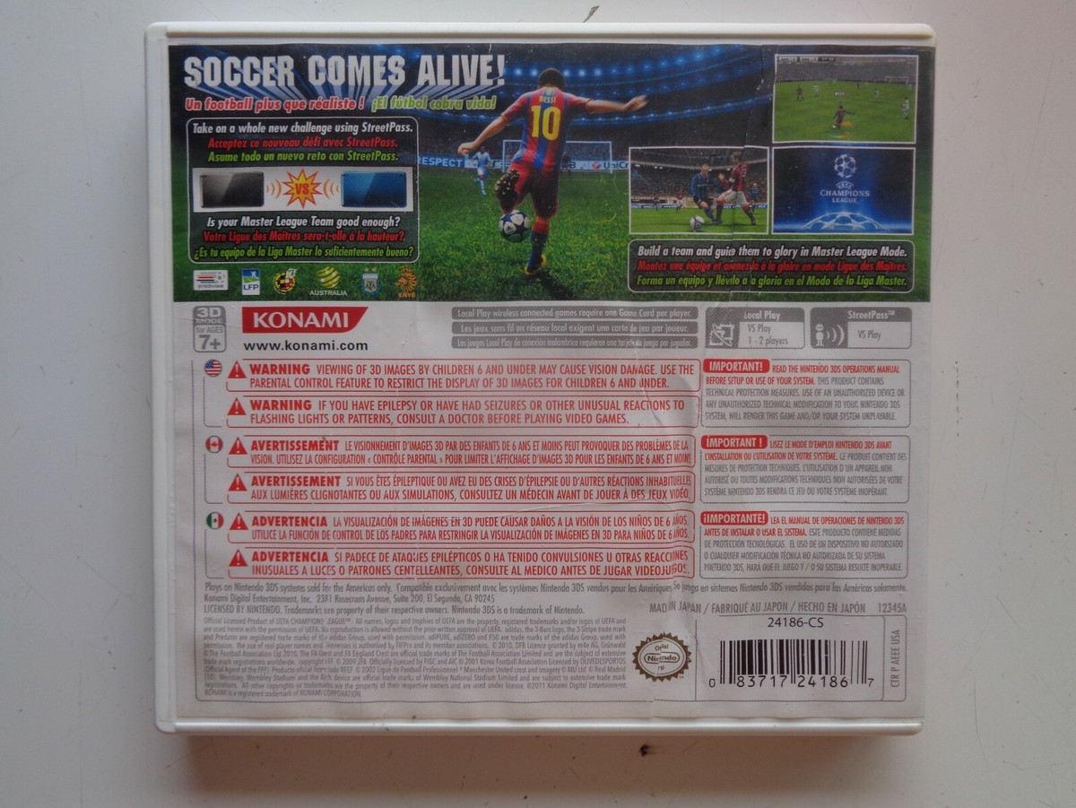 Pro Evolution Soccer Pes 2011 3D (Nintendo 3DS, 2011) box game
