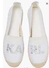 New Women Karl Lagerfeld Manika Textile Flat Espadrille Loafers Shoos, Sz.8M