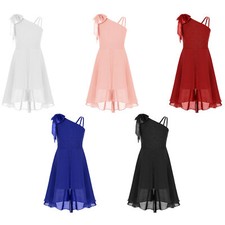 Kids Girls Dance Bowknot Gown Sleeveless Dress Sparkly Skirt Outfits A-Line