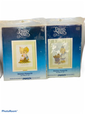 Vintage Precious Moments Stitchery Picture Kit 14"x18" Boy And Girl OR Puppies