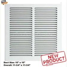 AC Heat Air Return Grill Cover 10" x 10" DUCT SIZE  White Sidewall Ceiling Vent