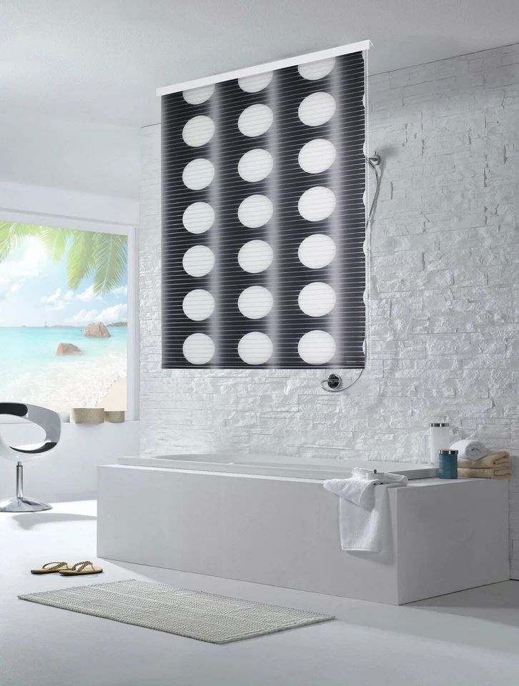 Halb-Kassetten Duschrollo Duschvorhang Dusche Rollo Seilzug Badewannenvorhang - Bild 3 von 4