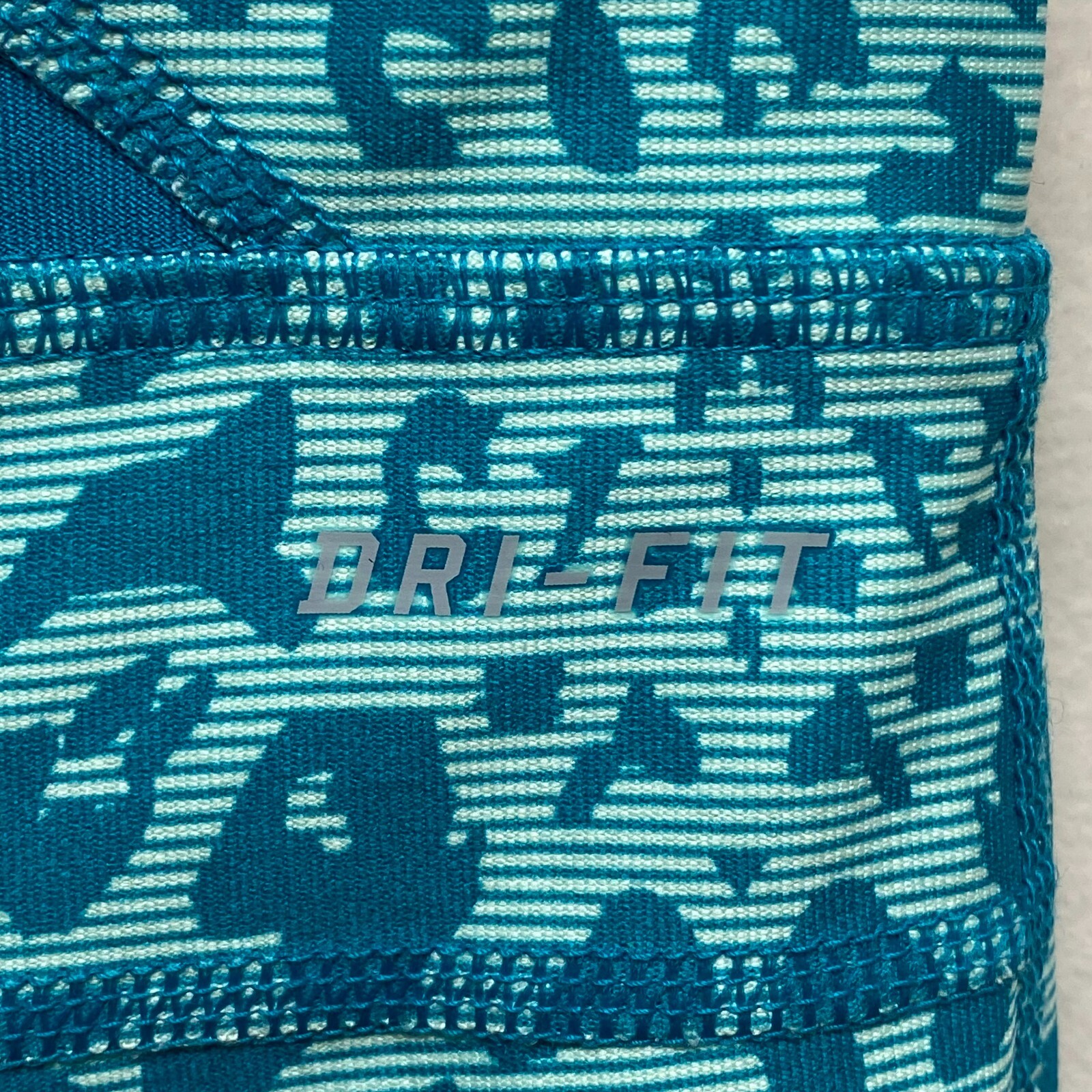 Nike Dri Fit Blue Animal Print Embroidered Swoosh Running Crop Leggings XS $60 thumbnail 5