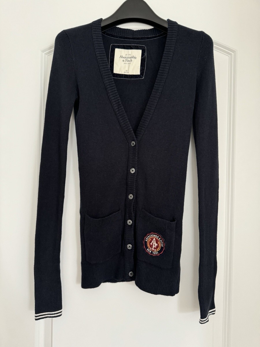 Abercrombie Fitch Y2K Womens Cardigan Sweater Size XS knit Navy v
