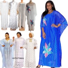 Oversize Women Muslim Lace Abaya Maxi Dress African Evening Party Abayas Ramadan