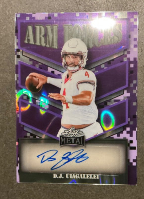2025 Leaf Metal FB D.J. Uiagalelei Arm Forces Auto #7/7 Los Angeles Chargers