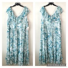 Calvin Klein Tiered Ruffle Maxi Dress Jadeite Multi 22W
