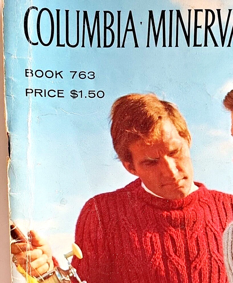 Hand Knits for Men Columbia Minerva Booklet #763 Sweater Pullover Cardigan Vest - Image 2 of 4