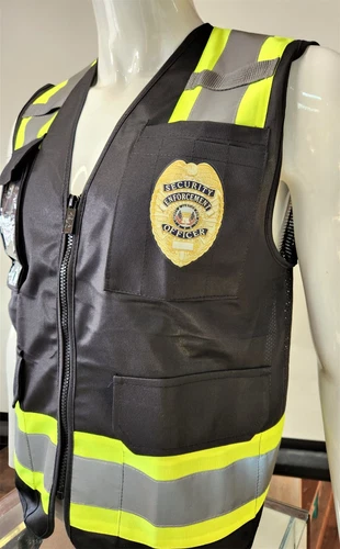 FX Two Tone High Visibility Reflective BLACK Security Safety Vest image 5