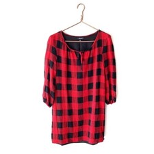 Madewell | Buffalo Plaid Shift Dress Womens Small Red Black 