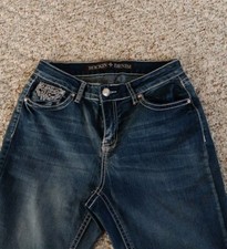 Rocken Embroidered Denim Capri Women Sz 10 Crop Jeans Pants Medium Wash 5 Pocket