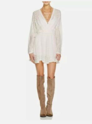 Free People "SNUG BUG" Ivory Wrap Wool/Acrylic Cocktail Party Sweater Dress  Sz M | eBay