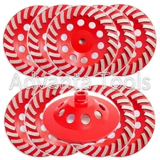 10PK 7” Spiral Turbo Concrete Grinding Cup Wheel - 25/30 Grit, 24seg 5/8"-11