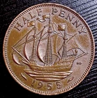 Photo of a 1955 Elizabeth II Half Penny from an eBay listing that sold on May 12, 2026