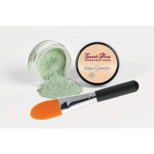 GREEN CORRECTOR with BRUSH Mineral Makeup Concealer Foundation Bare Skin Powder - Picture 1 of 2