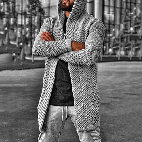Cardigan Sweater Plain Knitted Open Winter Coats Long Sleeve Jacket Outwear Mens - Picture 9 of 13