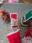 Vtg Plastic Canvas Yarn Christmas Ornaments & Knitted Or Crochet Santa Stockings — photo 6