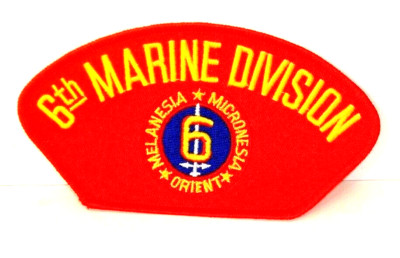 U.S. Marine Corps 6th Marine Division Veteran     IRON ON  HAT PATCH 3X5 inch