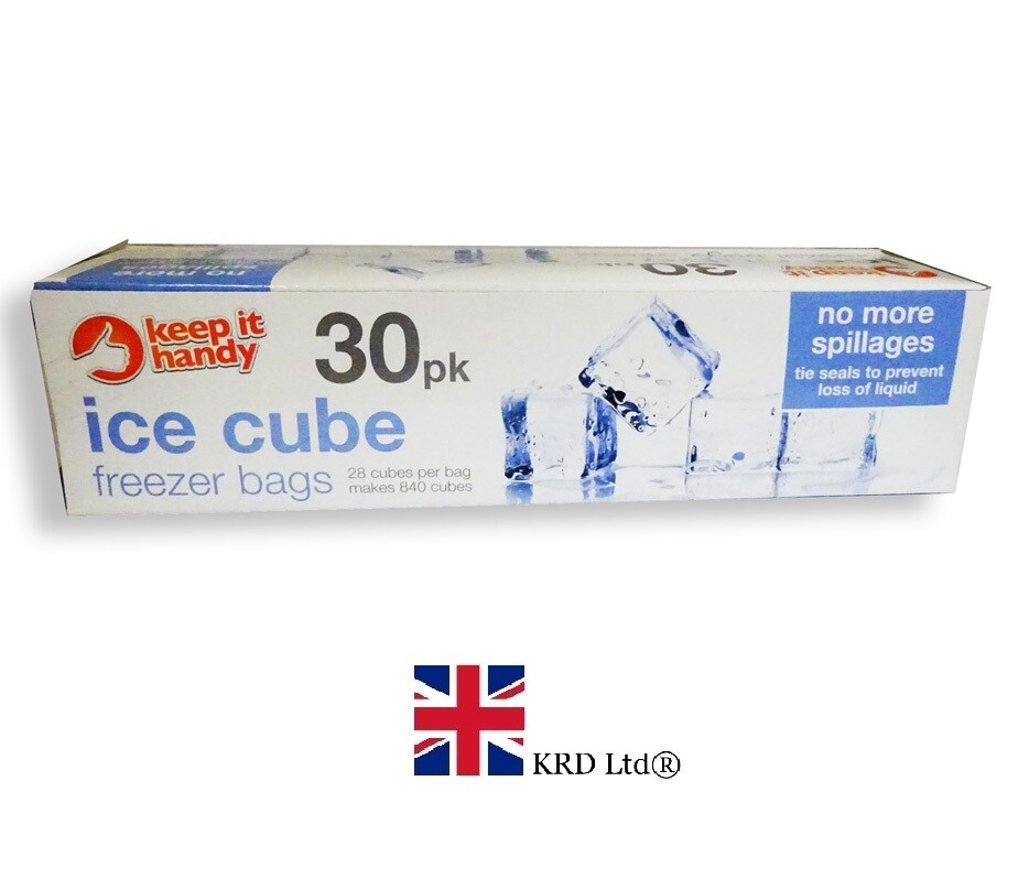 30x ICE CUBE FREEZER BAGS Disposable Bag Fridge Plastic BBQ Party Cubes