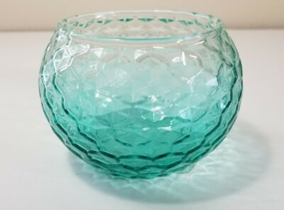 Yankee Candle Turquoise Roly Poly Block Pewter Glass Tea light Holder NEW Tags