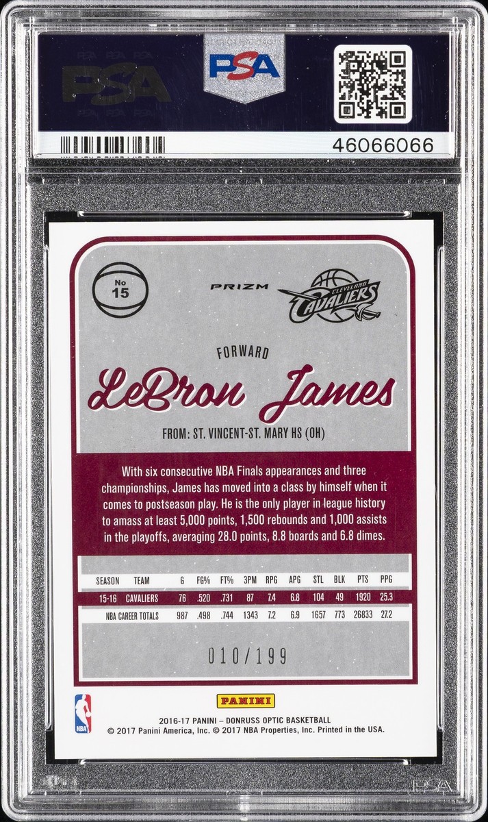 その他 LeBron James optic orange 77/199 2016 PANINI DONRUSS OPTIC ORANGE #15 LEBRON JAMES #/199 PSA 10 | eBay