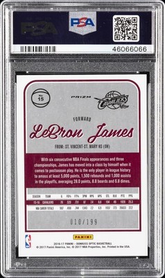 2016 PANINI DONRUSS OPTIC ORANGE #15 LEBRON JAMES #/199 PSA 10 | eBay