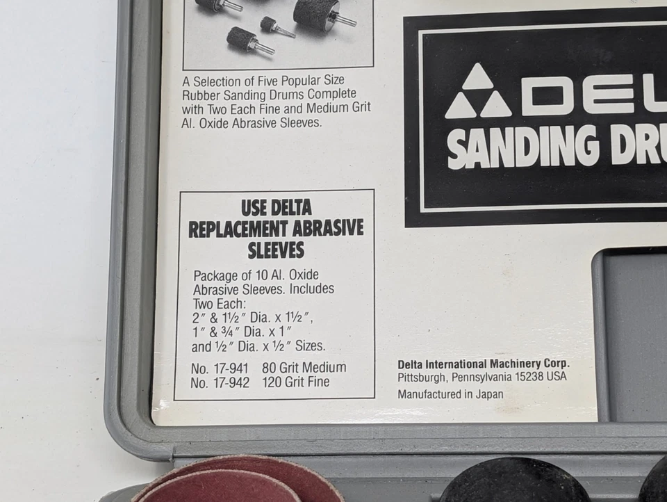 Kit de tambor de lijado Delta 17-941/17-942 tambores de grano medio y fino - Hecho en Japón (241) Foto 2 de 4