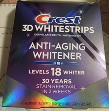 Crest 3D Whitestrips Anti-Aging Whitener. Levels 18 Whiter. 14 Treatments. 2027