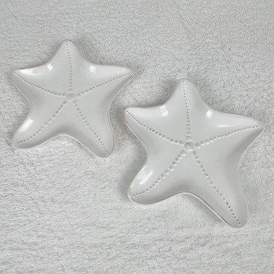 Blue Sky Clayworks Star Dishes Set of 2 White Ceramic 2007 Van Group Coastal