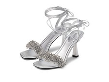 Sz 7.5 Michael Kors Lucia Sandal Silver 7.5 M