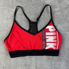 PINK Victorias Secret Ultimate Sports Bra Womens Red Black Pull On Wireless Top