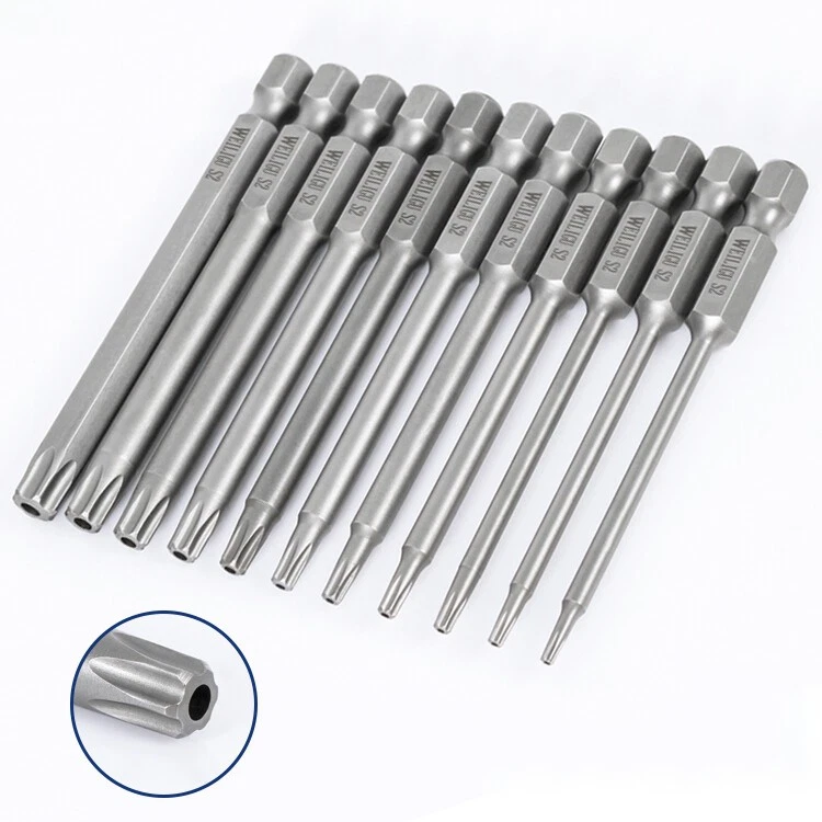 T5-T50 Magnetic Torx Bit 1/4" Hex Security Bit Set Tamper Proof Screwdriver Bits - Image 3 of 4