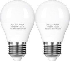 2-Pack 40W Refrigerator LED Bulbs,5000K Daylight,A15 E26 Non-dimmable Waterproof