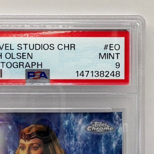 2025 Topps Marvel Studios Chrome Elizabeth Olsen Scarlet Witch AUTO PSA MINT 9 view 3
