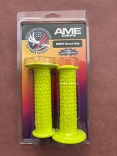 A'ME BMX Grips Round Pattern Fluorescent Yellow Made in USA Old School Reissue