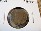 1892 INDIAN HEAD CENT- VG       BB