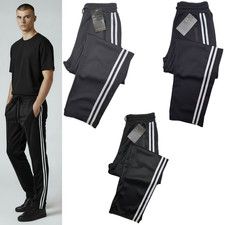 MENS STRIPED SILKY TRACKSUIT BOTTOMS JOGGERS GYM SPORTS LOUNGE PANTS TROUSERS UK