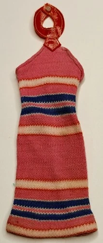Vintage 1967-68 Mattel Barbie Fashion Shiner Striped Knit Dress #1691