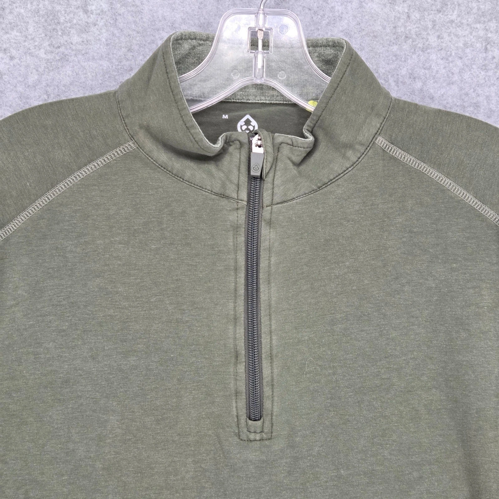 Tasc Performance Men Medium 1/4 Quarter Zip Pullover Green Organic Cotton Bamboo