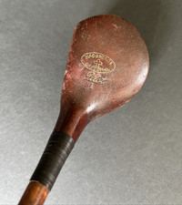 ANTIQUE 1915 MACGREGOR PILOT 1 BRASSIE SPOO HICKORY SHAFT GOLF CLUB CRAWFORD