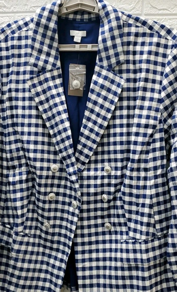 Nuevo Blazer J,Jill Lino Elástico Doble Respiración Azul/Blanco Talla 3X Foto 2 de 4