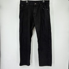 Wrangler Mens Black Jeans Straight Leg Size 36x30