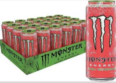 Monster Ultra Watermelon Energy Sports Drink, Zero Sugar, 16 Fl Oz 24ct