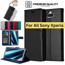 Premium Leather Flip Wallet Stand Case Cover For All Sony Xperia Mobile Phone UK