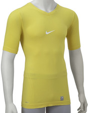 Nike Pro Baselayer Tee Mens - Base Layer Top- V Neck - Yellow - XL
