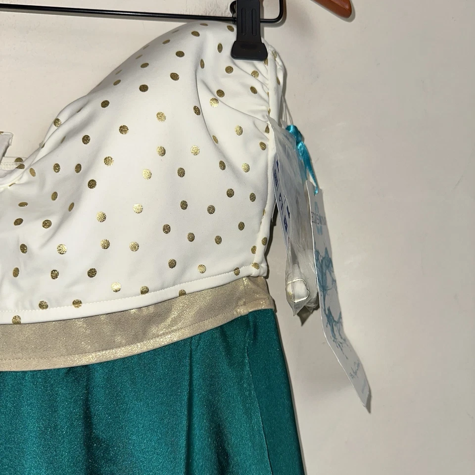 Tankini Eco Swim By Aqua para mujer talla 8 verde con corbata lunares dorados vacaciones Foto 2 de 4