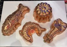 Vintage Copper Molds Tagus Portugal Fish Shell Kitchen Wall Decor Farmhouse Set